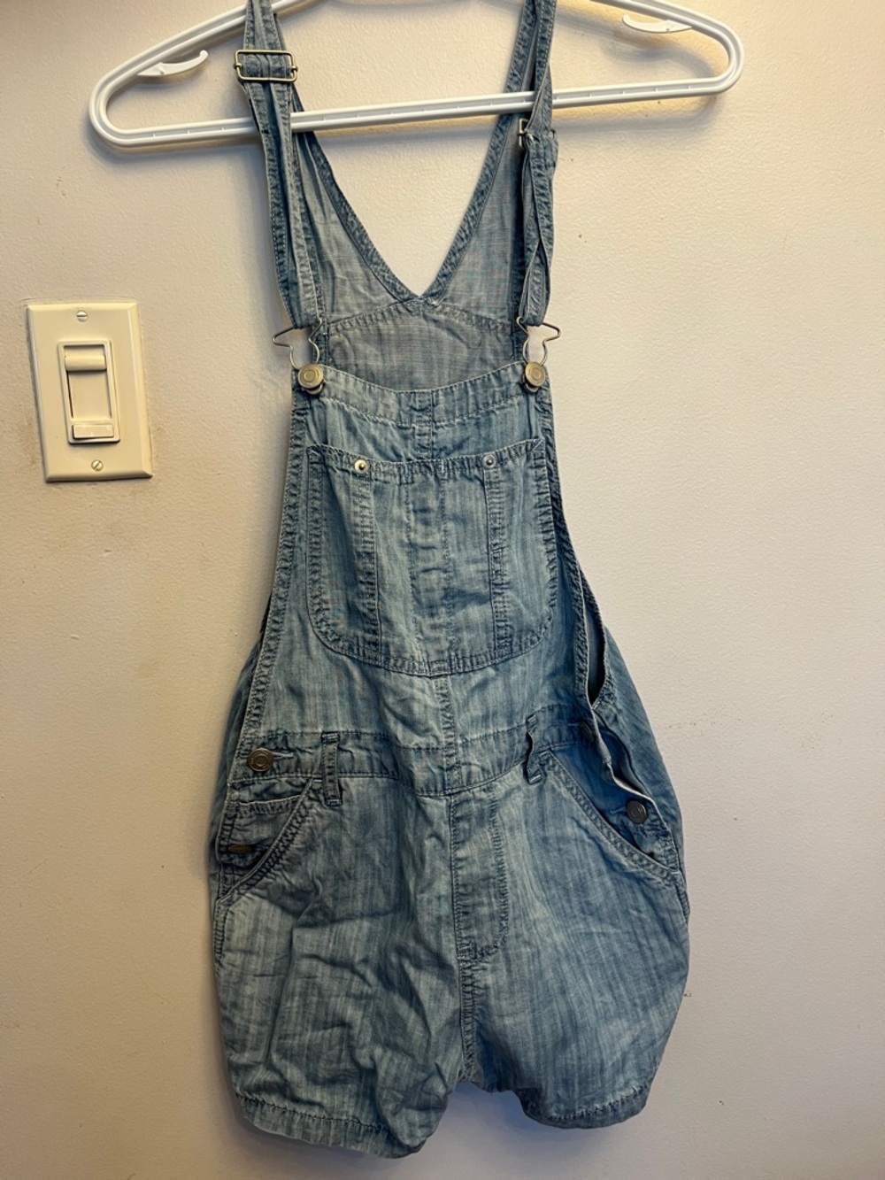 TNA Light Blue Denim Short Overalls